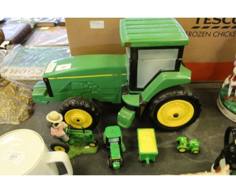 John Deere ceramic tractor shape cookie jar