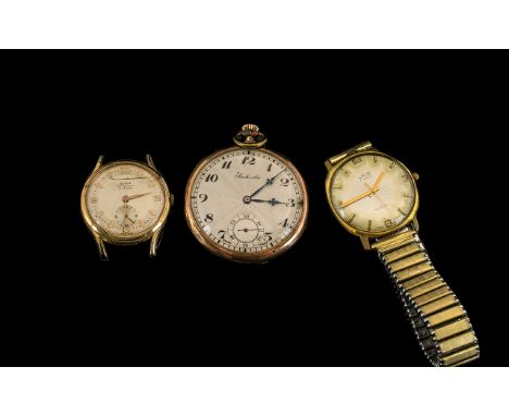 A Small Mixed Lot to include an Uno manual wind gents wrist watch, a  Liga manual wind wrist watch and an Art Deco base metal