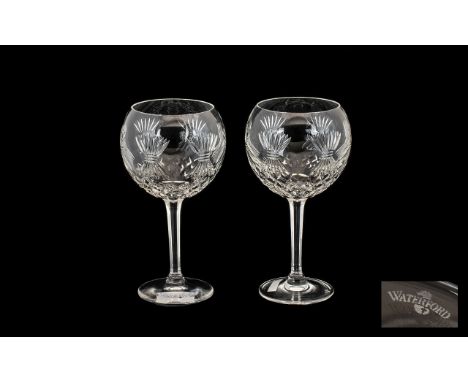 Waterford Crystal Glasses. Large and impressive pair of Waterford wine glasses, glasses stand at 8 inches in height, please s