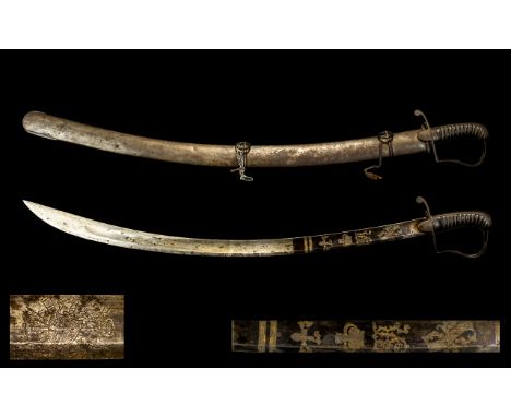 British Model 1796 Light Cavalry Officers Sword With Scabbard  by Wooley &amp; Co, 32 Inch Blade, Both Sides Of The Blade Etc