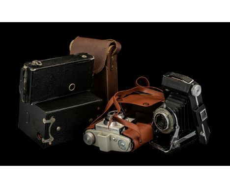 Four Vintage Cameras by Kodak Brownie, Agga, 620 Kodak and Kodak Bantam.  Please see images.