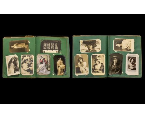 Album of Vintage Postcards including stars of the 1900s, Gertrude Lester, Lilly Elsie,etc., theatrical cards of Dante, early 