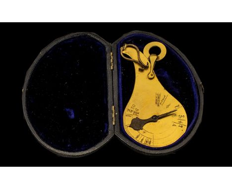 An Early 20thC Boxed Set of Postage Letter Scales in brass, Complete with original box with blue velvet interior.