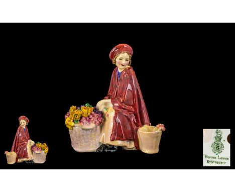Royal Doulton Hand Painted Figure 'Bonnie Lassie' HN 1626. Designer L Harradine issued 1934--1953. Height 5.255 inches - 13.3