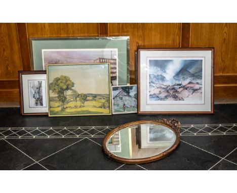 Collection of Prints comprising a McDonald print 'Mountain Mist' mounted and framed behind glass, No. 74/850, measures 20" x 