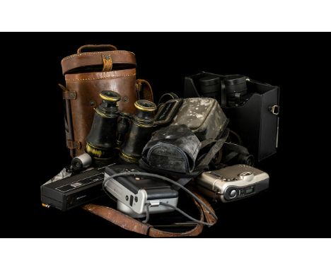 Cameras - Suitcase Containing Fujica, Fujifilm, Canon and Halina Vintage Cameras (4). Emson, Liberman + Gortz and Lemaire Par