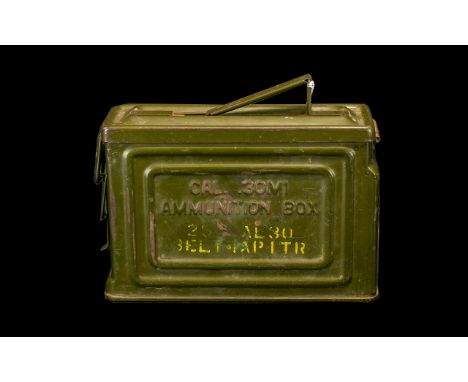 Military 2nd World War Cal. 30MI Ammunition Box. ( Stamped 251 - AL30. Bel.T.-Iapitr ) Size 7 Inches High, 4 Inches Deep &amp