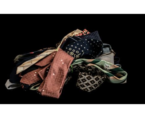 Collection of Vintage Ties some silk, many patterns and styles. Approx 20.  Please see images.