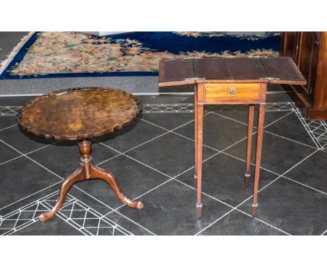 Small Extending Card Table in Mahogany with two folding sides and a small drawer to the front.  Raised on four legs, when ext