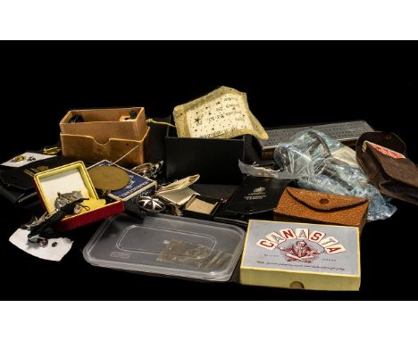 Collection of Ephemera including four packs of vintage cards, comprising playing cards, Lexicon, Whot and Canasta; a handmade