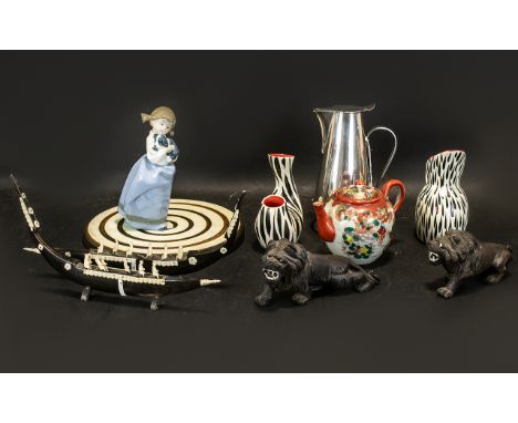 Collection of Mixed Items to include a Nao figure of a young girl with a puppy; a silver plated water jug; an Oriental style 