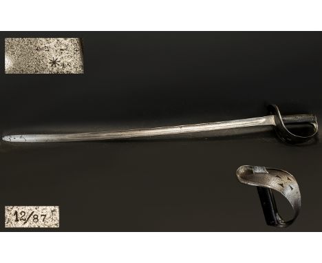 British 1885 Pattern Cavalry Sword.  Marked WD with arrow, crown over.  S12 - 12/87.  Length 100 cm.  See photo for condition