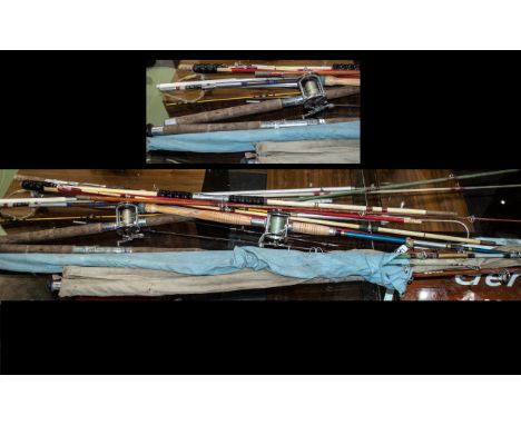 Large Quantity Of Vintage Fishing Rods. To include Pegley Davies, Milbro, etc, Penn reels, good lot needs going through, A/F,