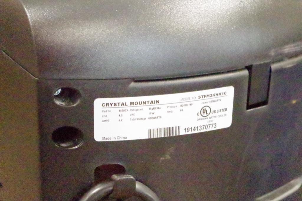 CRYSTAL MOUNTAIN Black Bottom Load Hot & Cold Water Dispenser M/N STF