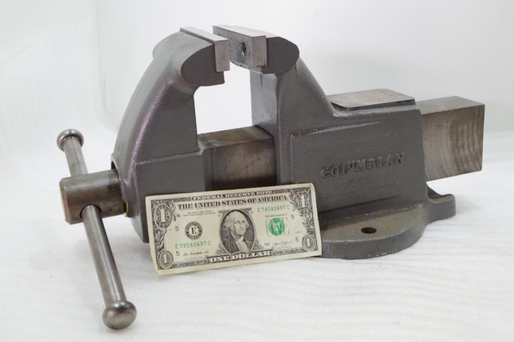 COLUMBIAN Bench Vise, 4" Jaw Width, Made in USA