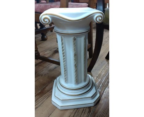 Small jardinière stand in white ceramic.&nbsp; In the Roman style. Approx. 48cm tall
