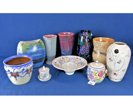 A collection of freeform vases by Burleigh, Royal Stanley, Goebel, Poole etc (10) 