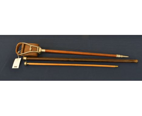 Jersey Militia interest - swagger stick the white metal ball mount topped by Jersey Militia badge, brass ferrule, 27½in. (70c