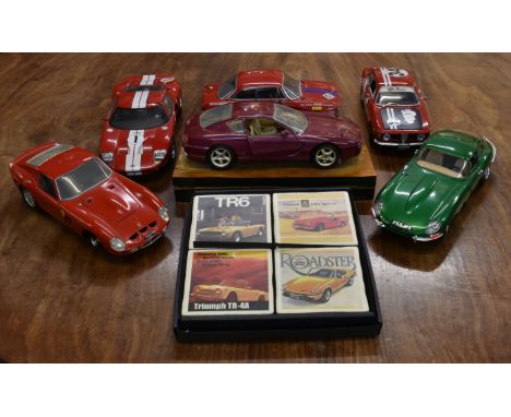 Six tinplate scale model cars of varying types and makers. (6)  