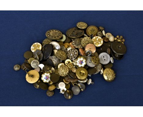 Collection of buttons, early porcelain , Military, enamel etc (qty) 