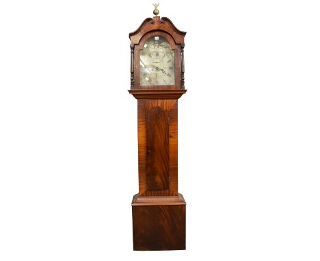 A Channel Islands mahogany eight day longcase clock by Thomas De Garis of Guernsey mid-19th century, the silvered arched Roma