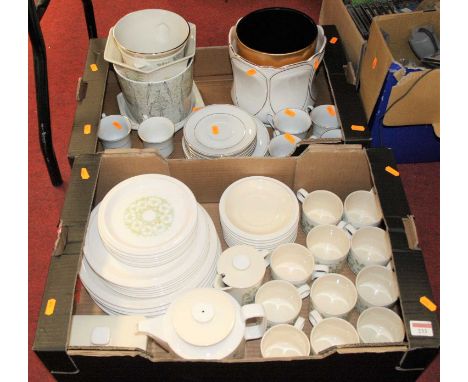 Two boxes of various ceramics to include a Hornsea Fleur pattern, tea and dinner service