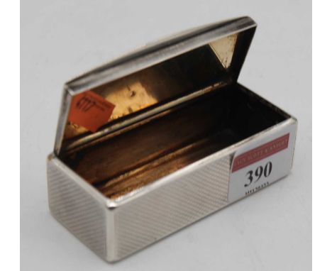 A 19th century Continental white metal pocket snuffbox, of hinged rectangular form, having engine turned decoration, monogram