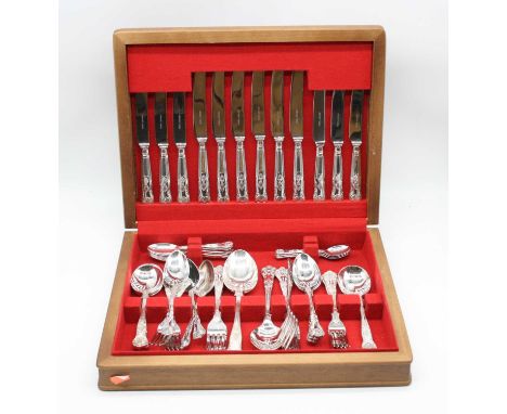 A canteen of Queens pattern silver plated flatware; together with another canteen of Queens pattern silver plated flatware (2