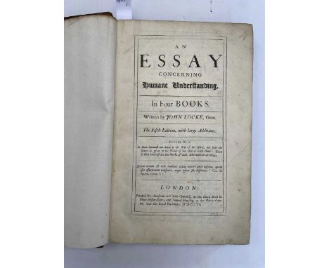 LOCKE (John)  An Essay Concerning Humane Understanding, 5th edition, London: for Awnsham and John Churchill, 1706, folio, lig