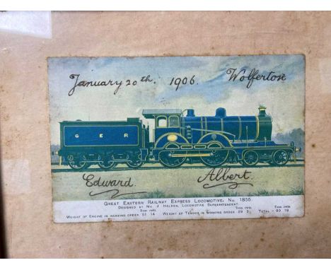 Royal Princes Edward and Albert, a juvenile ink signed 'January 20th 1906, Wolferton' colour postcard, depicting a Great East