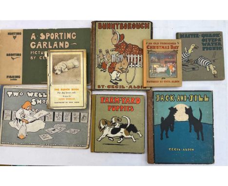 ALDIN (Cecil) collection of works. Jack and Jill; A Dog Day, 1903; The Red Puppy Book; A Sporting Garland, oblong folio, limp