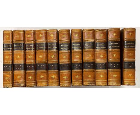SHAKESPEARE. The Plays and Poems, 10 vols. in twelve, 1st Malone edition, 1790, 8vo, 7 engraved plates, including frontispiec