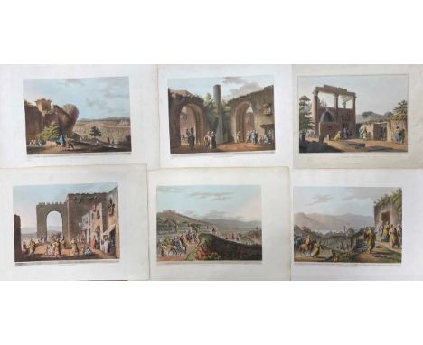 The Holy Land. Group of seven coloured aquatint plates by Luigi Mayer, 1803, for R. Bowyer, London, unmounted loose, 34.5 x 4