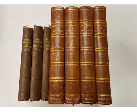 ROBY (John)  Traditions of Lancashire, First and Second Series, in 4 vols 1829-1831, large 8vo, added engraved frontispieces 