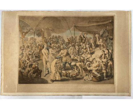 After Van Dyck Charles I and Henrietta Maria, engravings, 50 x 32cm (sheet); R. Earlom after Zoffany, Colonel Mordaunt's Cock