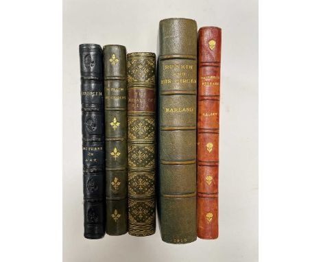 Literature - fore edge paintings, 5 vols. RUSKIN (J) Lectures on Art, 1887, 8vo, blue calf, fore edge later painted with a po