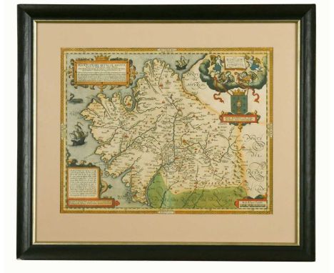 Abraham Ortelius Galizia, hand coloured engraved map of Galicia circa 1612, Spanish text verso, 37.5 x 48cm (visible)slight s