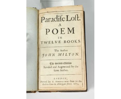 MILTON (John) Paradise Lost. A Poem in Twelve Books. The second edition, revised and augmented by the same author, London: pr