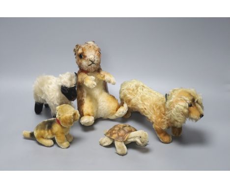 Five 1950's Steiff soft toys