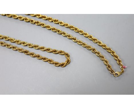 A modern 9ct gold ropetwist chain, 80cm,21 grams.