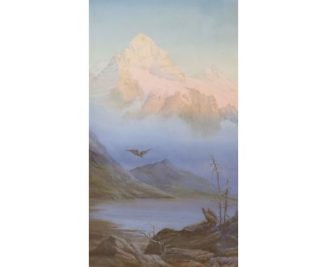 Attributed to Jack Wilkinson Smith (1873-1949), watercolour, The Wetterhorn, label verso, 48 x 27cm