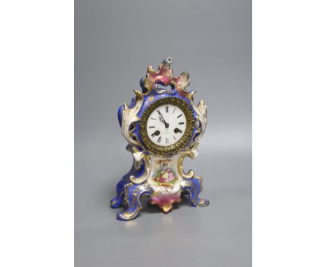 Henry Marc. A porcelain mantel clock, height 27cm