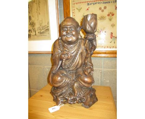 Chinese Carved Wood Figure Lamp, 39cm 