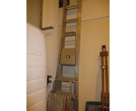 Clima Extending Ladder, 3.5 m closed, 5.6m extended, along with 3 Step Ladders 
