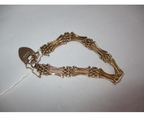9ct Gold Gate Bracelet, 11.5g 
