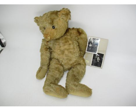 Vintage Jointed Teddy with a Photograph 