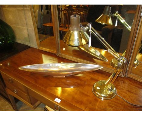 Desk Lamp and a Metal Dish 