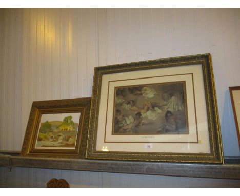Sir William Russel Flint Print and a Country Scene Painting 