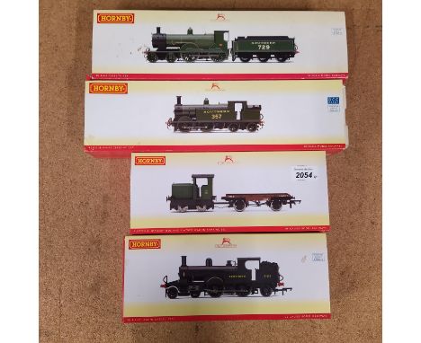 Four Hornby 00 gauge engines, R2503 Southern 357, R2711X Southern 729, R3422 Southern 3125 and R3706 Army No.802, all boxed