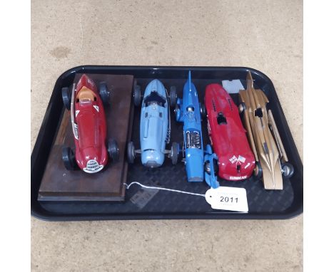 A vintage Golden Arrow model plus four 1920/30's style racing cars, conditions vary
